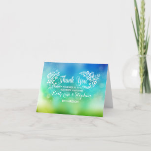 Cute & fancy floral hearts wedding thank you card