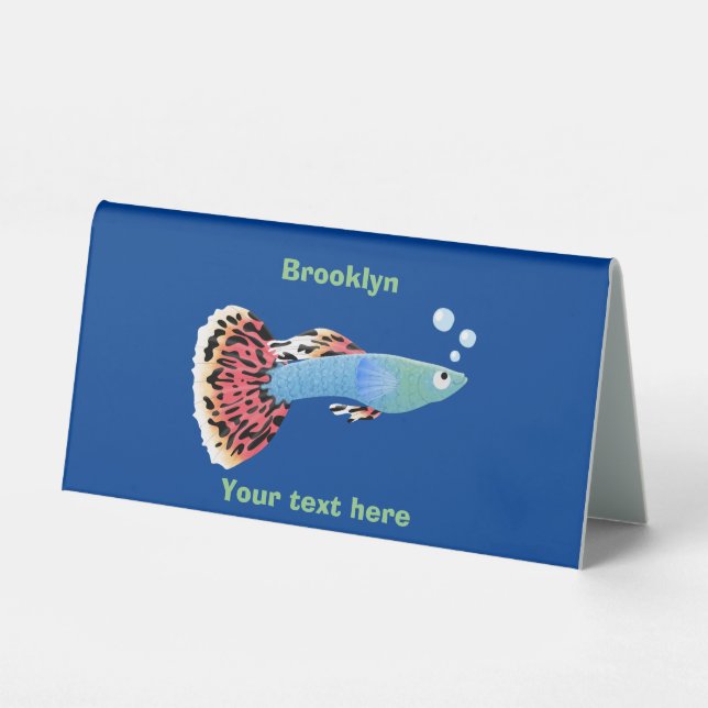Cute fancy guppy tropical fish cartoon (Front)