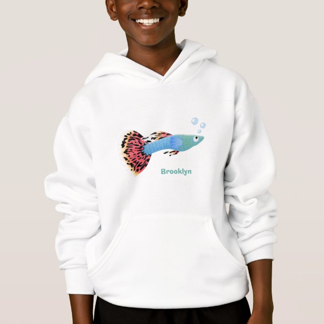 Cute fancy guppy tropical fish cartoon (Front)