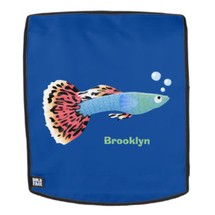 Cute fancy guppy tropical fish cartoon backpack