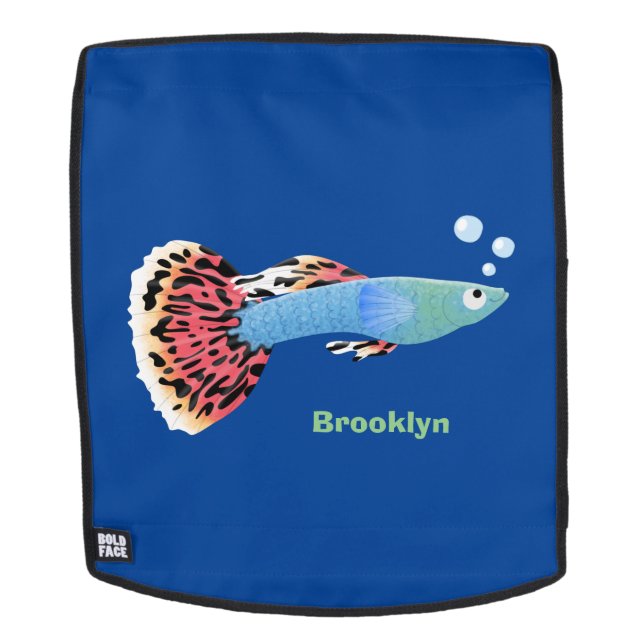 Cute fancy guppy tropical fish cartoon backpack (Removable Face)