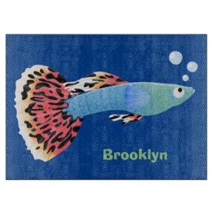 Cute fancy guppy tropical fish cartoon cutting board