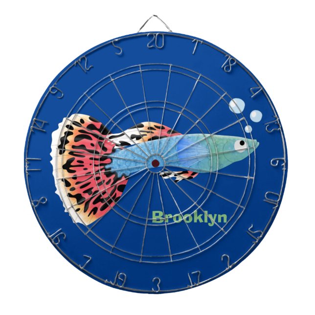 Cute fancy guppy tropical fish cartoon dartboard (Front)