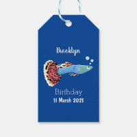Cute fancy guppy tropical fish cartoon