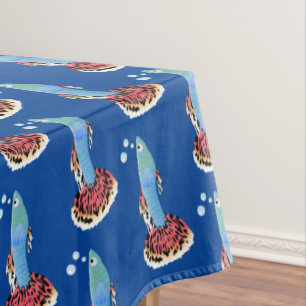 Cute fancy guppy tropical fish cartoon tablecloth