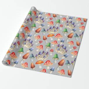 Cute fantastic mushrooms wrapping paper