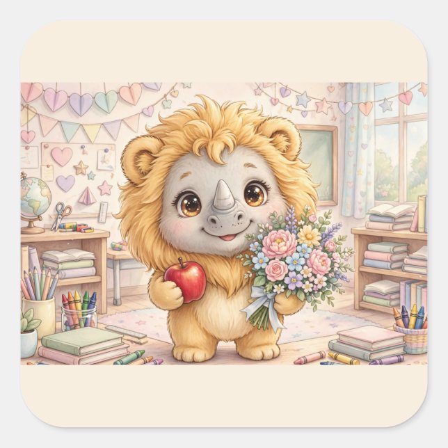 Cute Fantasy Animal Classroom Sticker (Front)