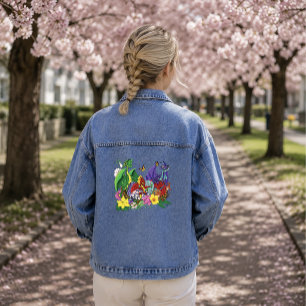 Cute Fantasy Baby Dragons Nest Eggs Blue Denim Jacket