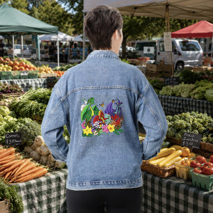 Cute Fantasy Baby Dragons Nest Eggs Blue Denim Jacket