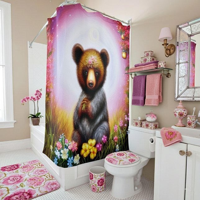 Cute fantasy bear cub shower curtain (Creator Uploaded)
