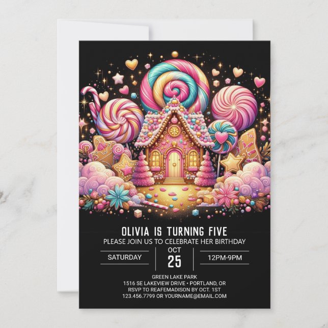 Cute Fantasy Candyland Digital Birthday Invitation (Front)