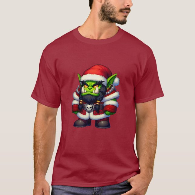 Cute Fantasy Christmas Santa Orc T-Shirt (Front)