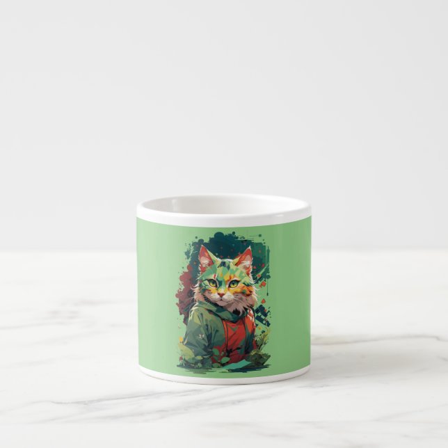 Cute Fantasy Colour Splash Cat Design Espresso Cup (Front)
