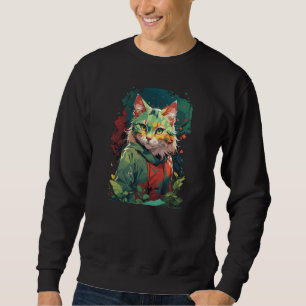 Cute Fantasy Colour Splash Cat Design Sweatshirt