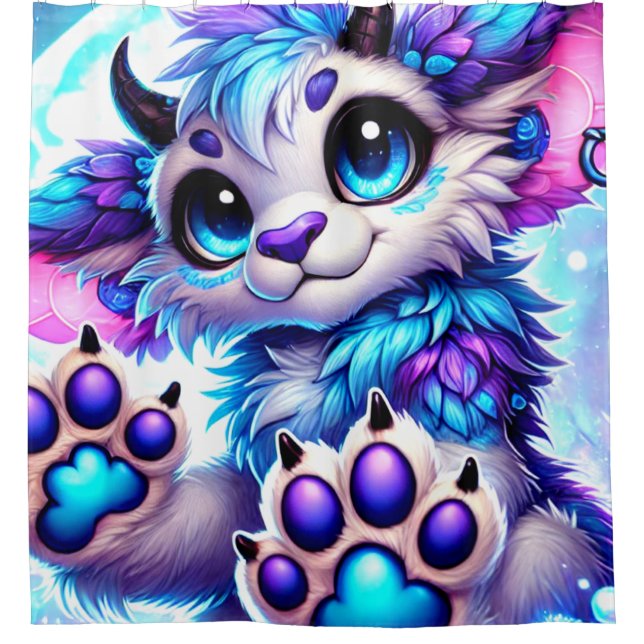 Cute Fantasy Creature Shower Curtain (Front)