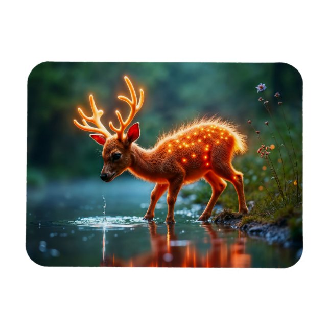 Cute fantasy deer glow luminous wildlife magnet (Horizontal)