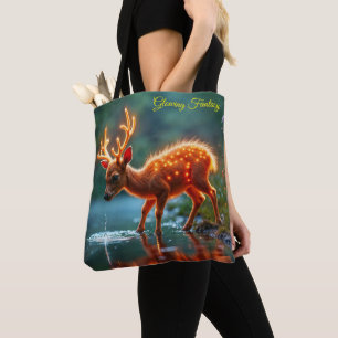 Cute fantasy deer glow luminous wildlife tote bag