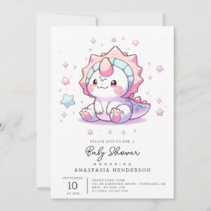 Cute Fantasy Dinosaur Baby Shower Invitation