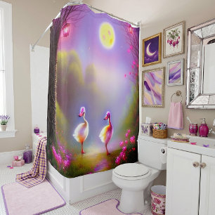 Cute fantasy ducks shower curtain