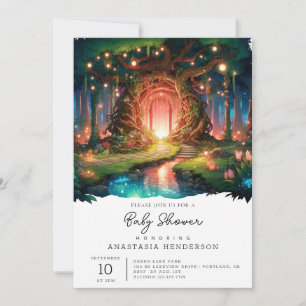 Cute Fantasy Enchanted Forest Baby Shower Invitation
