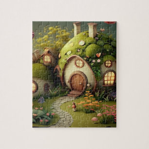 Cute Fantasy Fairy Houses Background Jigsaw Puzzle