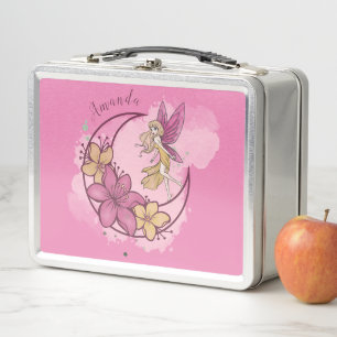 Cute Fantasy Fairy on the Moon, Custom Name  Metal Lunch Box