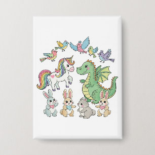 Cute Fantasy Friends – Birthday Button for Kids