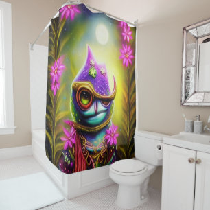 Cute fantasy frog with hat shower curtain