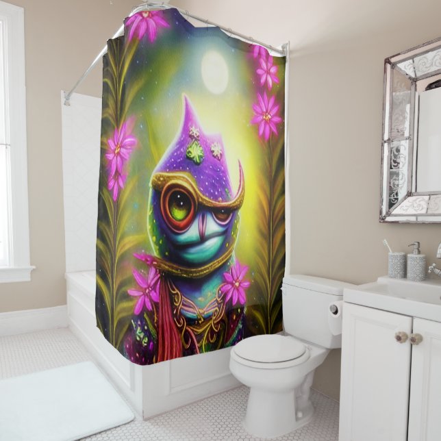 Cute fantasy frog with hat shower curtain (In Situ)