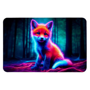 Cute fantasy glow fox with bioluminescent aura magnet