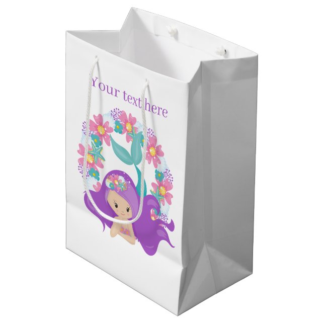 Cute fantasy mermaid customisable  medium gift bag (Front Angled)