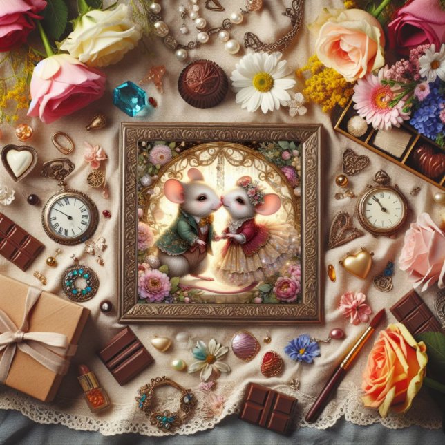 Cute Fantasy Mice In Love Christian Valentine  Holiday Card (Creator Uploaded)