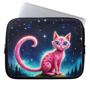 Cute fantasy pink animal in night starry valley laptop sleeve