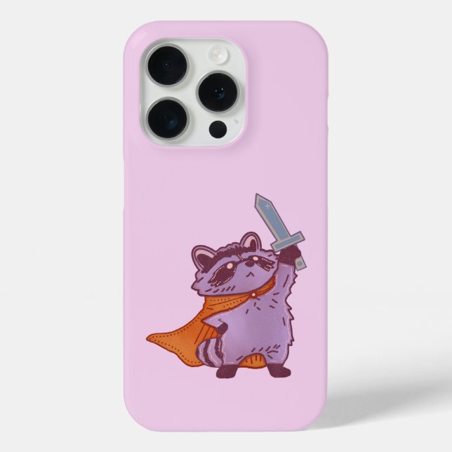 Cute Fantasy Racoon Warrior with Sword and Cape Case-Mate iPhone Case (Back)