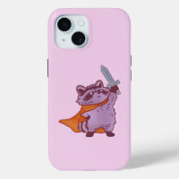 Cute Fantasy Racoon Warrior with Sword and Cape