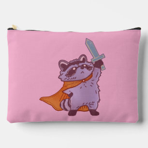 Cute Fantasy Racoon Warrior with Sword & Cape Accessory Pouch