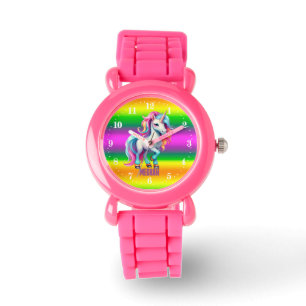 cute Fantasy unicorn add name girls kid Watch