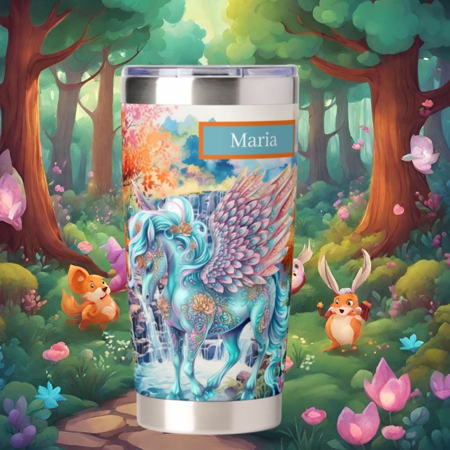 Cute fantasy unicorn add name  insulated tumbler (Creator Uploaded)