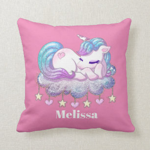 Cute Fantasy unicorn add name room decor Cushion