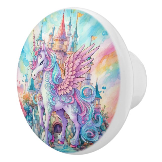 cute fantasy unicorn girls  ceramic knob (Right)
