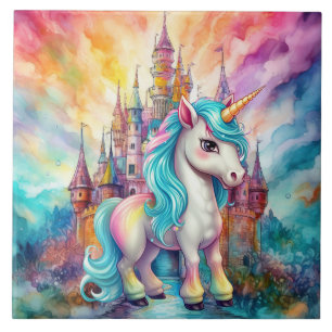 cute fantasy unicorn girls ceramic tile