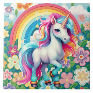 cute fantasy unicorn girls ceramic tile