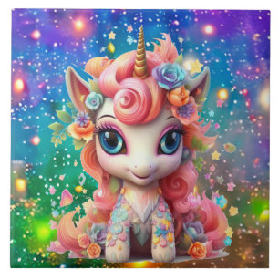 cute fantasy unicorn girls ceramic tile
