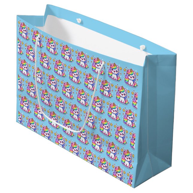 Cute Fantasy Unicorn Large Gift Bag (Front Angled)