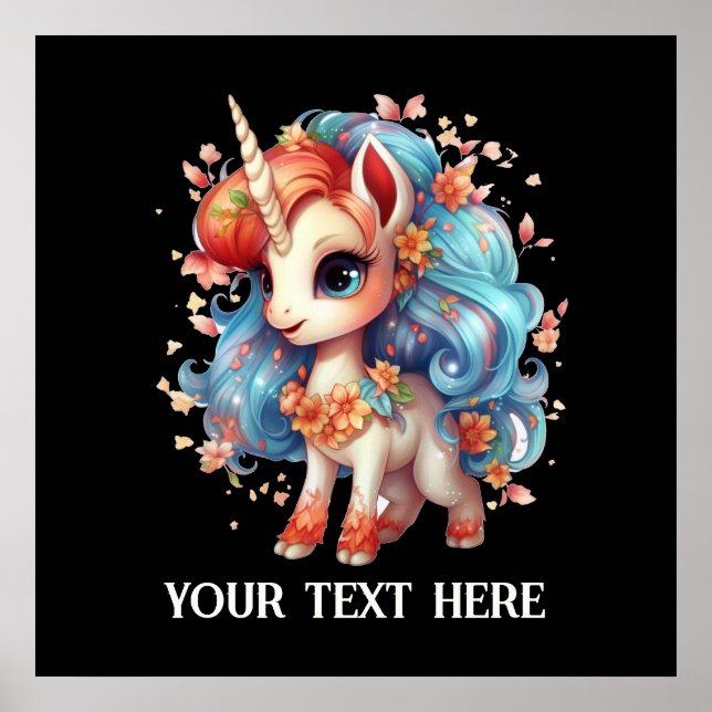 Cute Fantasy unicorn lovers add text Poster (Front)