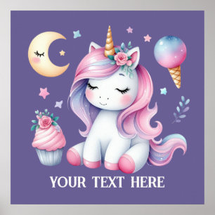 Cute Fantasy unicorn lovers add text  Poster