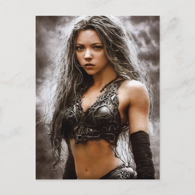 CUTE FANTASY WARRIOR GIRL POSTCARDS (Front)
