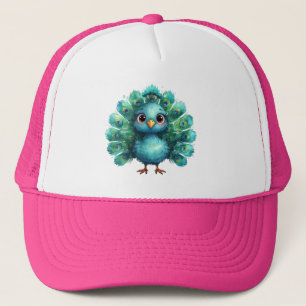 Cute Fantasy whimsical Blue Peacock Trucker Hat