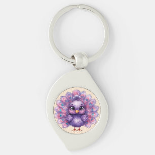 Cute Fantasy whimsical Lilac Peacock  Key Ring