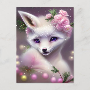 Cute Fantasy White Fox Postcard